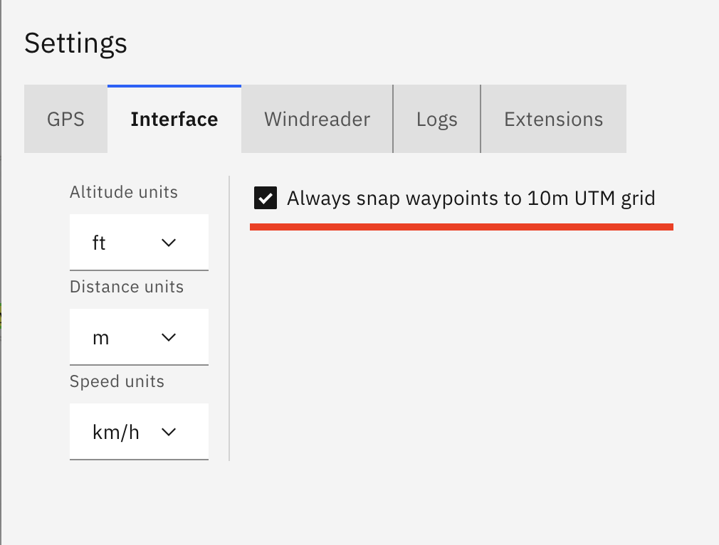 Snap to grid settings