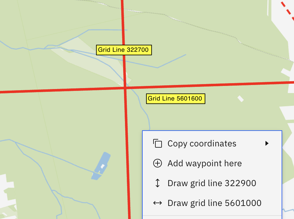 UTM grid lines